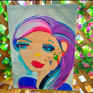 Barbie Girl Art Acrylic Paint on Canvas Original New